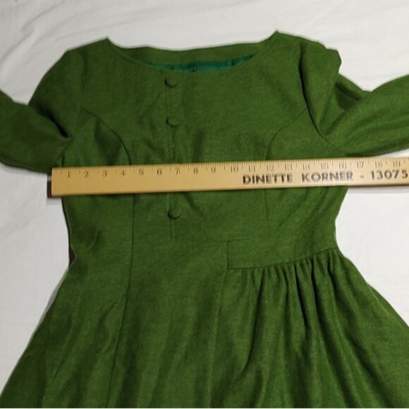 Ylistyle Green Retro Style Wool Blend Maxi Dress  4? - Picture 11 of 14